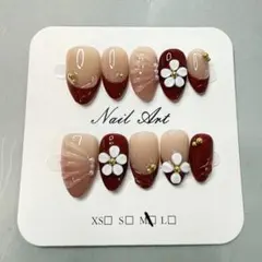 ネイルチップ フラワーアート 10個セット 花 立体 サイズ合わず