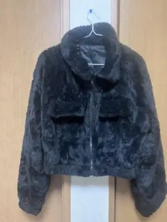 本日価格 ボアジャケット 黒 クロップド丈