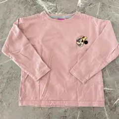 子供　ロンT 長袖　ピンク　ディズニー　ミニー　くすみピンク　背中プリント