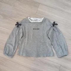 mezzo piano　トレーナー　グレー　リボン　フリル