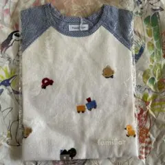 ファミリア　familiar　未開封未使用品　袖付きエプロン　90cm　ブルー