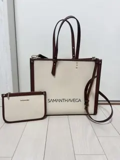 SAMANTHAVEGA トートバッグ アイボリー/ブラウン
