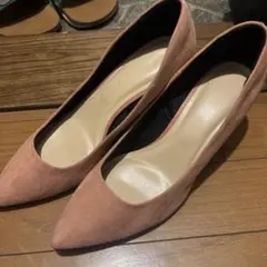 ピンクベージュ　スエード パンプス 24.0cm
