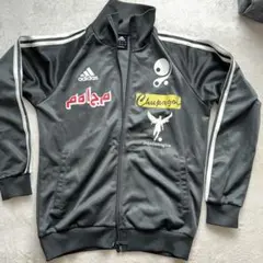 Adidasアディダス　トラックジャケット　グレー企業ロゴ　ジャージ古着Lのサムネイル
