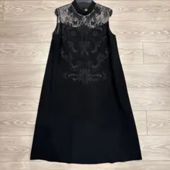 【美品】グレースコンチネンタル 刺繍入りブラック ワンピース ドレス　36