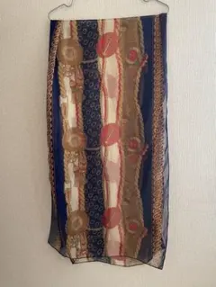 シフォン スカーフ ネイビー ベージュレッドホワイト