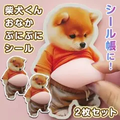 おなか ぷにぷに ぷくぷく シール 柴犬 3D 立体 ステッカー 2枚 dog