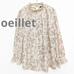 ​oeillet ウイエ パール付ハイネックブラウス L 花柄 上品 オフィスのサムネイル