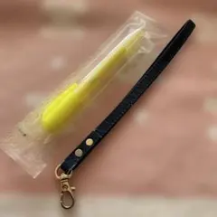 ハンドストラップ　キーストラップ　スマホ　携帯　紺　ネイビー　長い　ゴールド金具