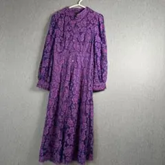 Libby&Rose花柄総レース ロングワンピース 長袖 L 結婚式 パーティー