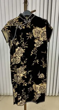 【新品】黒金花柄チャイナドレス
