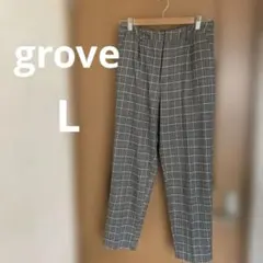 grove グレー系チェック柄パンツ Lサイズ