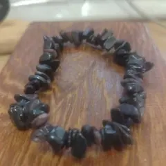 No.1★ブラックアイアンスギライトさざれブレスレット★約9mm