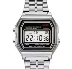 デジタル腕時計 ALARM CHRONO シルバー