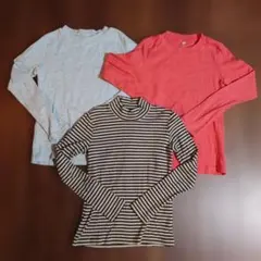 ユニクロキッズ 長袖Tシャツ リブモックネック 140＆150cm　3セット