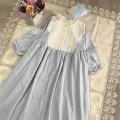 misa様専用です　サマンサモスモス　新品　リネン　配色　ワンピース　ブルー