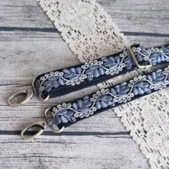 ショルダーストラップ*2.5cm幅*インド刺繍×ブラック