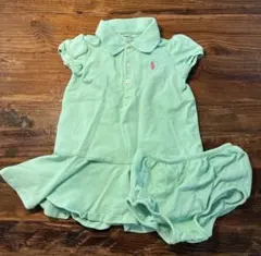 【美品】ラルフローレン ポロ 半袖ワンピースブルマセット ミント18M 80cm