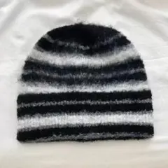 ビーニー Y2K ヴィンテージ ボーダー グランジ　モヘア