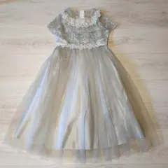 グレー レース装飾 フォーマルドレス 120サイズ