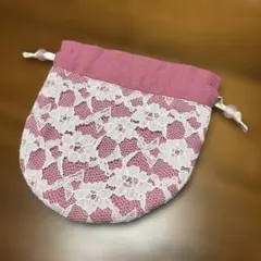 巾着袋 小物入れ 花柄 レース ピンク 白 かわいい おしゃれ