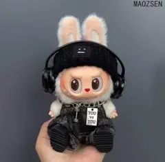 ニット帽×オーバーオール風チェーン付きセットアップ（ヘッドホン付き）