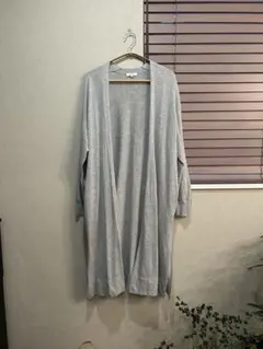 PLST グレー ニット ロングカーディガン 長袖