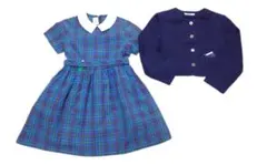 ファミリア　アンサンブル　紺チェック　ワンピース　レア　120 フォーマル