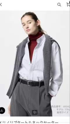 メリノリブタートルネックセーター　17 RED