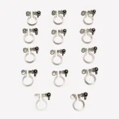 樹脂製☆ノンホール ピアス イヤリング金具パーツ シルバーセット14個