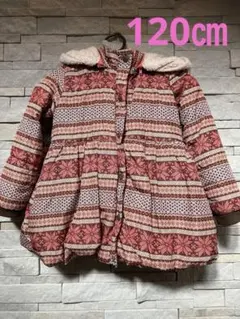 花柄ストライプ中綿コート ☆ 120サイズ