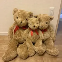 ベージュのぬいぐるみクマ3体セット
