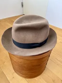 CA4LA ブラウン ウール フェルトハット ブラックリボン