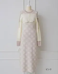 DOLCE LICHE ドルチェリーチェ トップス付きチェックニットワンピース 