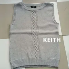 KEITH　グレー ケーブル編み ノースリーブニットベスト　L　美品