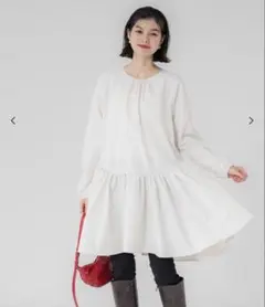 新品⭐︎coca コカ バックリボン ミニワンピース チュニック M アイボリーのサムネイル
