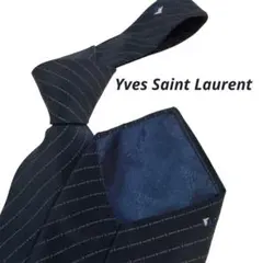 Yves Saint Laurent ネクタイ ブラックネイビー ストライプ柄