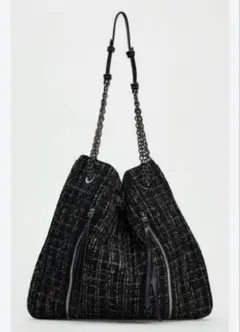 限定値下げ★ZARA ブラックツイードトートバッグ