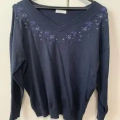 earth music&ecology ネイビー Vネックセーター