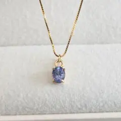 Silver925 宝石質　タンザナイト　ネックレス スライドチェーン