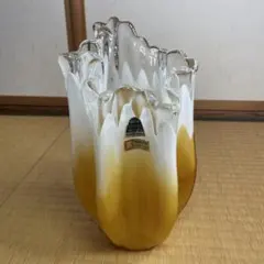 クラタクラフトグラス 花瓶フラワーベース 昭和レトロ