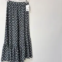 新品タグ付♡マドモアゼルロペ ふんわり花柄ティアードスカート 36 濃緑 レトロ