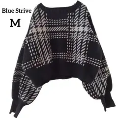 ✨１点物✨Blue Strive チェック柄ニットセーター ドロップショルダー
