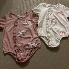 リボン付きロンパース2点セット