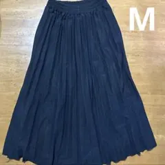 ◎レディース スカート ロング プリーツ ブラック ウエストゴム M 冬