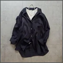 極美品♪25SS イエナ シアテンリネンシャツ 紺色 ネイビー ゆったり IENA - 極美品♪25SS イエナ シアテンリネンシャツ 紺色 ネイビー