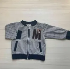 【中古】95 男の子 女の子 クマ刺繍付きグレージャケット アウター 冬服