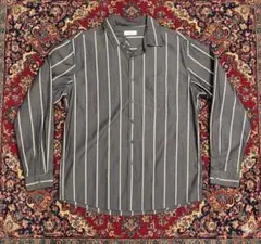 【キレイめ】ships ストライプシャツ　グレー