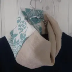 【ハンドメイド】リネンスヌード (フラワー×ライトベージュドット)