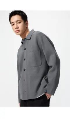 【新品.未使用品】UNIQLO ミラノリブシャツカーディガン 07 GRAY